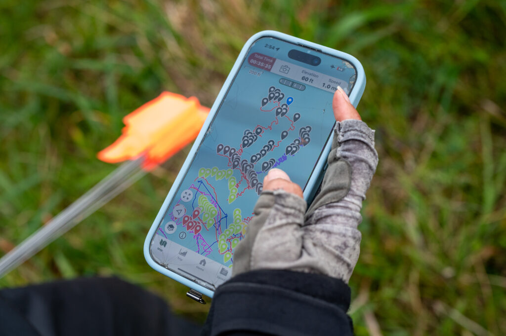 A close up of a phone displaying a map.